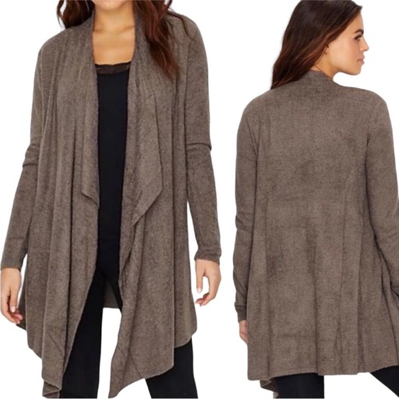 Barefoot Dreams Bamboo Chic Lite Drape Front Wrap Cardigan Cocoa Large/XL - Picture 1 of 5
